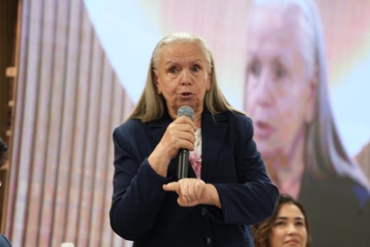 Desembargadora durante Seminário de Políticas Públicas de Enfrentamento à Violência Contra Crianças e Adolescentes, no TCE-MT.